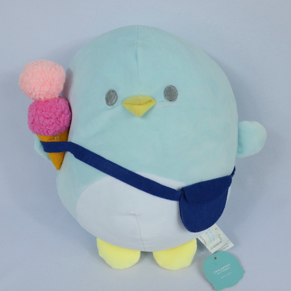 Gokigen Odekake Meigurumi Blue Ice Cream Penguin 12" Plush Round 1 Japan NWT